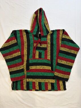 Source Unknown Striped Baja Hoodie - Red, Green, Black, Yellow